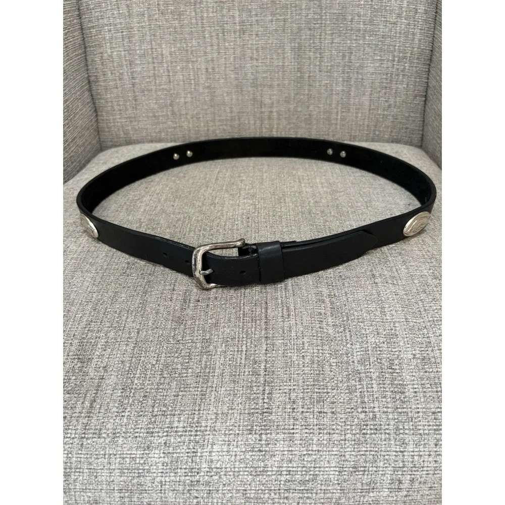 Arkansas Razorback Black Leather Belt With Silver‎ Mascot Embellishment Size 40